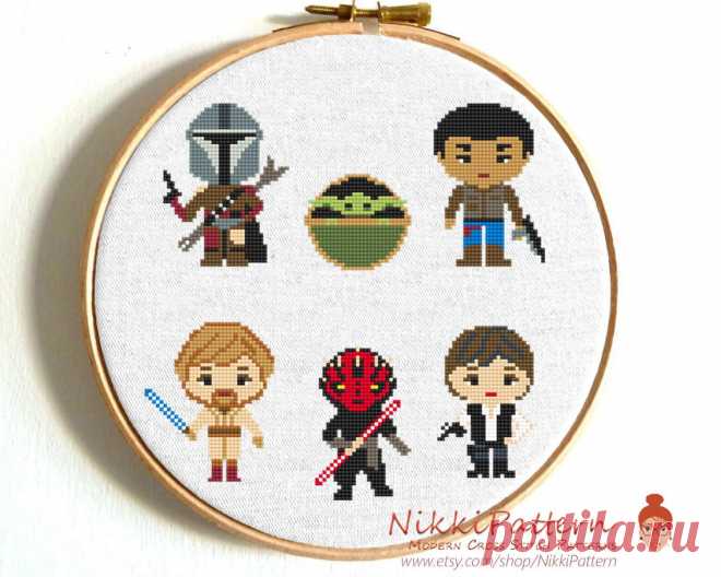 Star Wars fan art Cross Stitch pattern Set Inspired by Yoda | Etsy