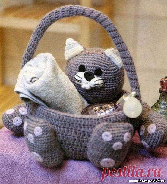 Кот-корзиночка для ванной