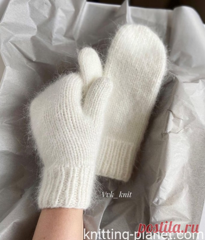 Вязаные варежки из пуха норки. Связать варежки из пуха норки спицами