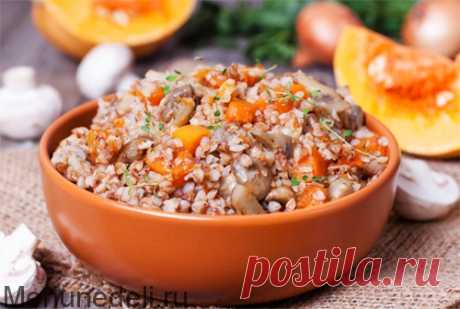 Рецепт гречки с тыквой и грибами / Меню недели
