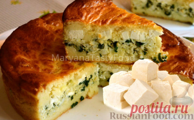 Рецепт: Заливной пирог (запеканка) с сыром фета на RussianFood.com