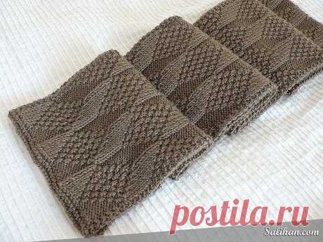 Двухсторонний мужской шарф Усл. обозначения : пустая клетка - лицевая петля, горизонтальный штрих - изнаночная петля.Оченькрасивый узор, состоящий только из лицевых и изнаночных петель.Сочетание трёх разных фактур создаёт эффект объёмного изображения наплоском полотне.Узор двухсторонний в чистом виде, т.е. он...