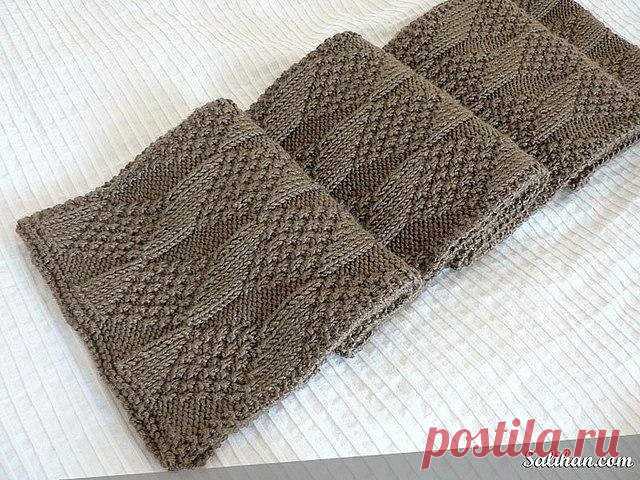 Двухсторонний мужской шарф Усл. обозначения : пустая клетка - лицевая петля, горизонтальный штрих - изнаночная петля.Оченькрасивый узор, состоящий только из лицевых и изнаночных петель.Сочетание трёх разных фактур создаёт эффект объёмного изображения наплоском полотне.Узор двухсторонний в чистом виде, т.е. он...