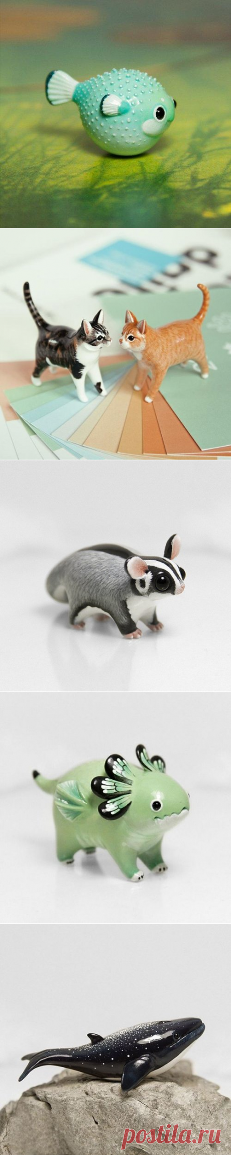 Крошечные скульптуры животных из полимерной глины