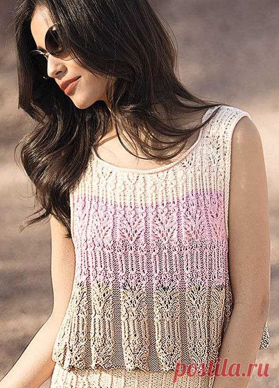 Ажурный трехцветный топ