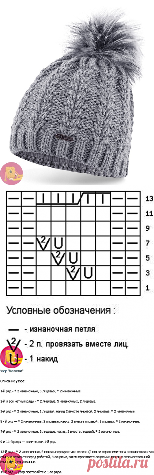 Красивая шапка с колосками — Сделай сам, идеи для творчества - DIY Ideas