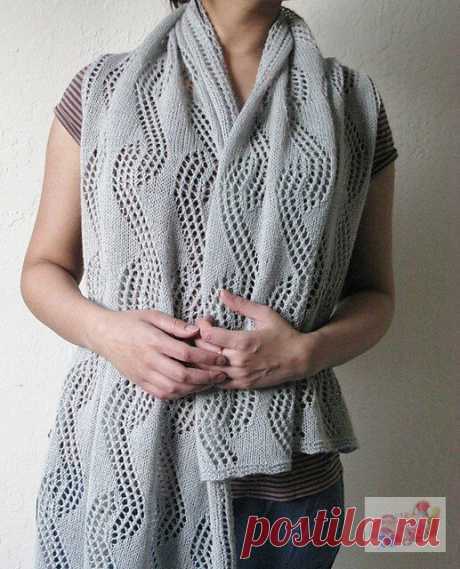 Ажурный палантин спицами. Схема узора. / knittingideas.ru