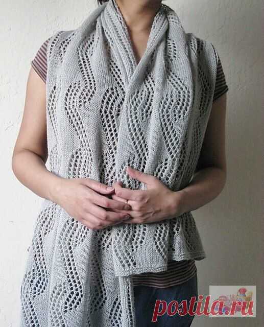 Ажурный палантин спицами. Схема узора. / knittingideas.ru
