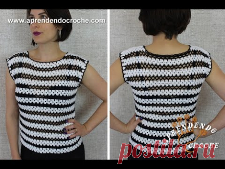 Blusinha Crochê Listras - Aprendendo Crochê