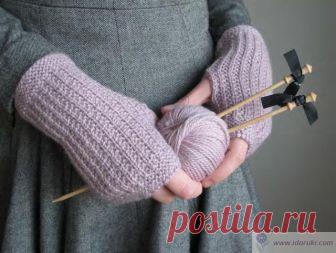 Самые простые митенки на двух спицах.