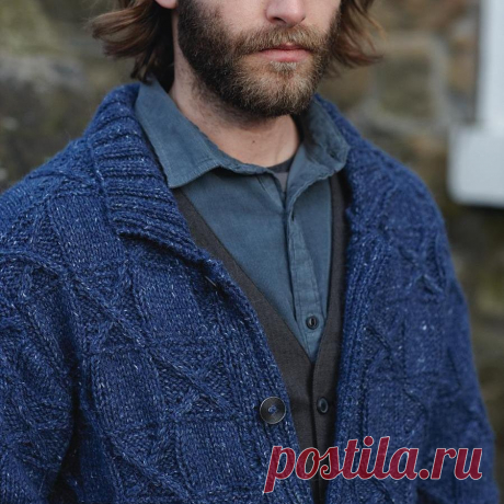 Вязание спицами для мужчин кардигана с карманами Viking, Rowan 52