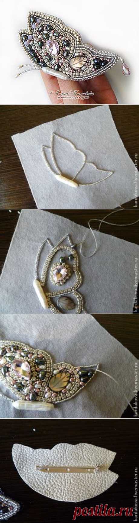 МК по вышитой брошке &quot;Лунная бабочка&quot; - Ярмарка Мастеров - ручная работа, handmade