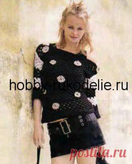 Хобби (рукоделие своими руками): вышивка, вязание » Архив блога » Цветочный каприз – вязание крючком короткого пуловера