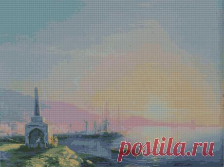 Бесплатные схемы вышивки крестом или бисером - Вышивка Айвазовский Восход солнца в Феодосии