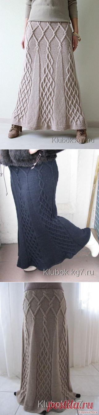 Юбка спицами с вертикальными аранами - | Клубок