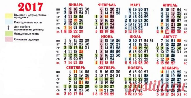 Церковный православный календарь на 2017 год: праздники, посты, именины, дни памяти