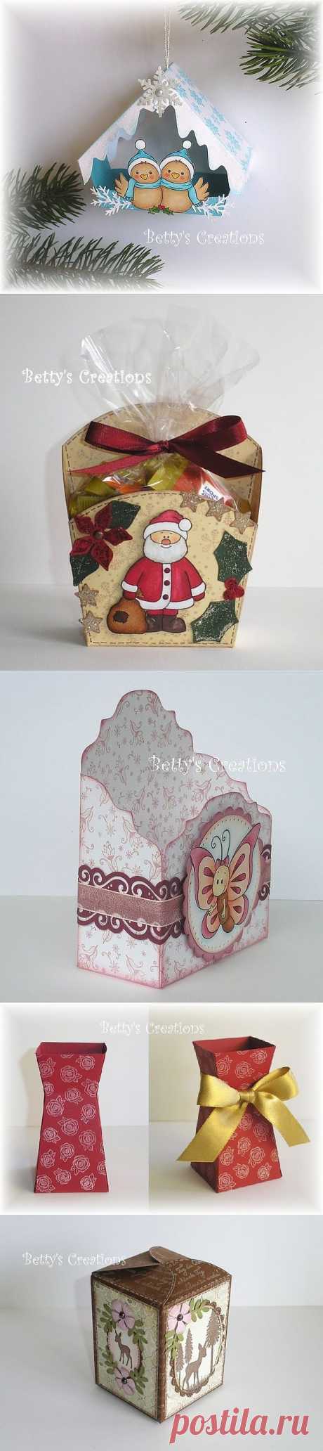 Коробочки, корзинки и новогодние игрушки из картона. Шаблоны.