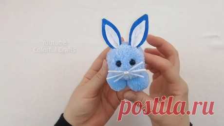 DIY Easy Pom Pom Bunny _ How to Make Rabbit with Yarn Pom Pom