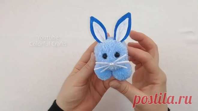 DIY Easy Pom Pom Bunny _ How to Make Rabbit with Yarn Pom Pom