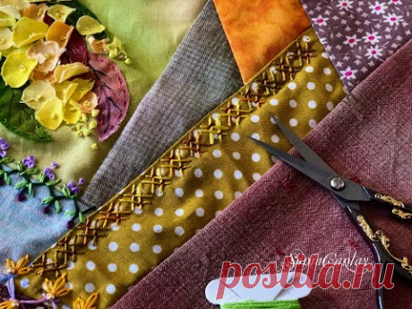 #crazy#quilt# Расшиваем блок декоративными швами
