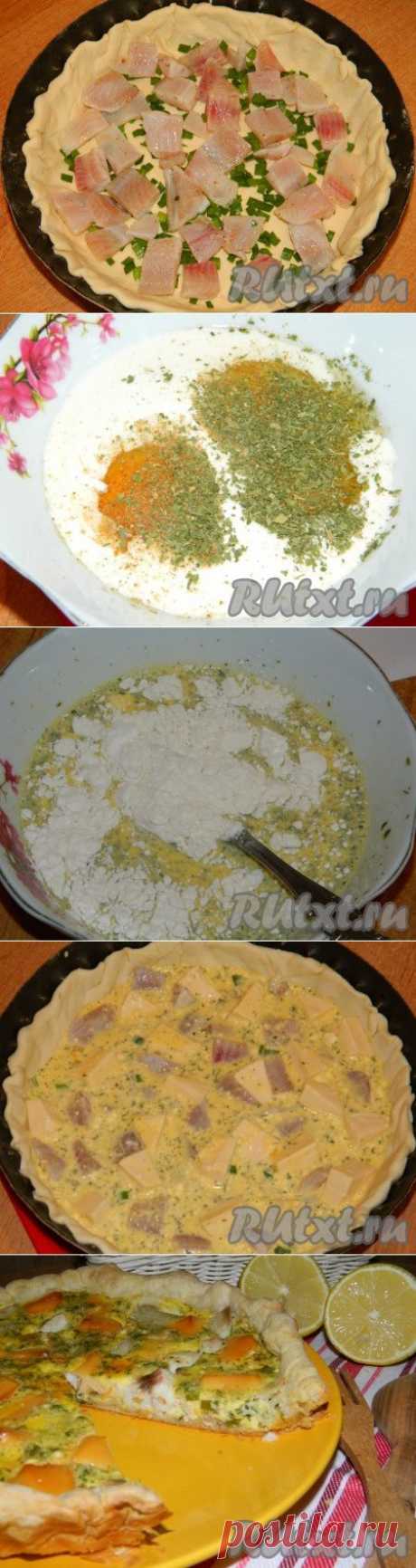 Рыбный пирог с плавленным сыром