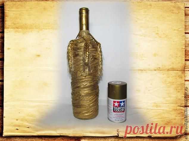 Золотая бутылка из кожи своими руками - Ярмарка Мастеров - ручная работа, handmade