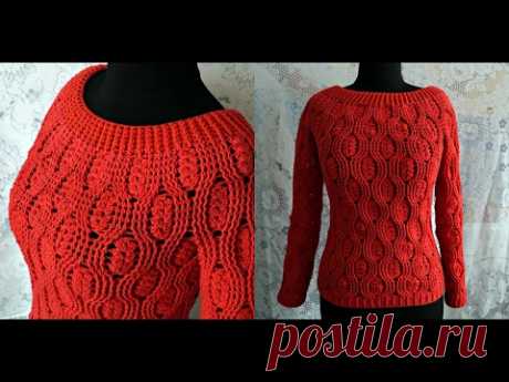 Джемпер женский крючком с рукавом. Cardigan womens crochet sleeve.