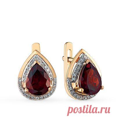 Купить золотые серьги с бриллиантами по цене 20993 руб, розовое золото 585 пробы, 56 бриллиантов, смотреть фото и описание 18079 - Sunlight Brilliant