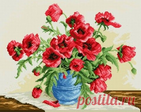 Алмазная живопись. Рисование / Алмазная вышивка, картины из страз, мозаика / Алмазная живопись / Полная выкладка / Алмазная живопись / - Набор для изготовления картины стразами (алмазная мозаика-вышивка) Красные маки АЖ-1028(Алмазная живопись)