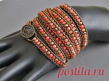 (22) Orange And Brass Combo Bracelet