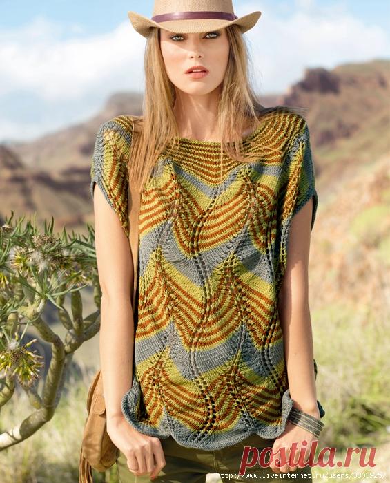 Джемпер с волнами цвета джунглей