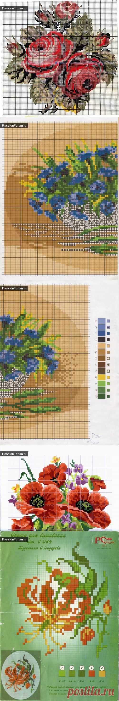 цветы / Вышивка / Схемы вышивки крестом