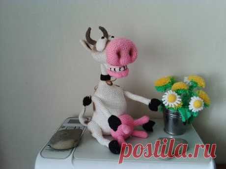 Веселая корова, ч.5. Cheerful cow, р.5.  Amigurumi. Crochet.  Амигуруми. Игрушки крючком.