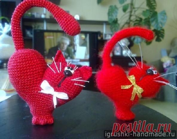 Игрушка «Сердечный кот» крючком | Игрушки и игры своими руками: мягкие и вязаные игрушки, куклы из дерева и бумаги, выкройки