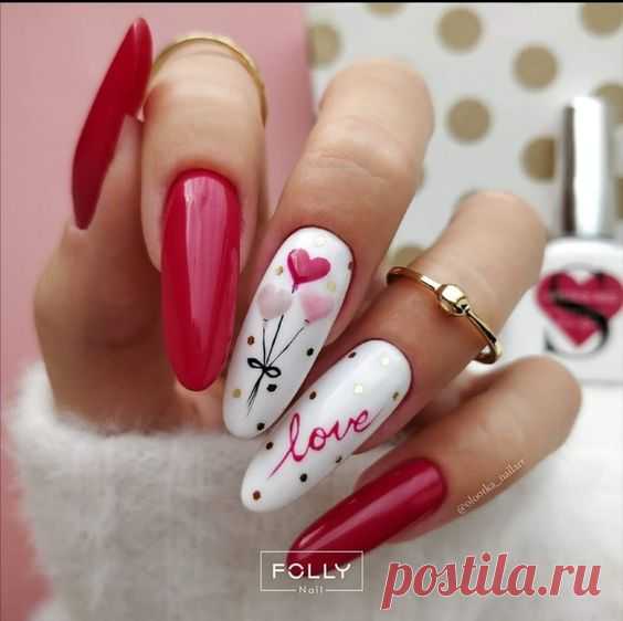 Ногти с сердечками