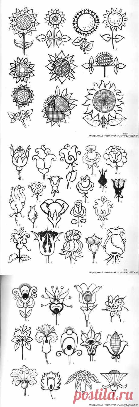 Мотивы цветов и растений для аппликации и рисунков.