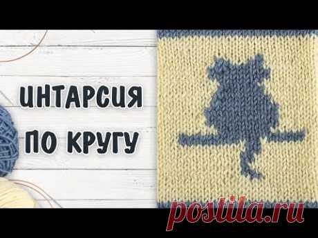 Интарсия спицами по кругу 🐱 Сложные элементы. Подробный МК