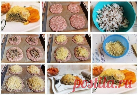 "Сугробы" - это необычные и очень вкусные котлетки на новогодний стол. Конечно,такие котлеты можно приготовить и на обед, и на ужин, но они по праву займут достойное место на праздничном столе. По сути - обычные котлетки, однако они действительно похожи на маленькие сугробы. В основании - мясной фарш, затем слоями выкладывается начинка.

А на ней слоями - обжареные шампиньоны, картофель,тёртый сыр. И всё это изобилие поливается майонезом. Вкуснотища, одним словом!

Фарш мя...