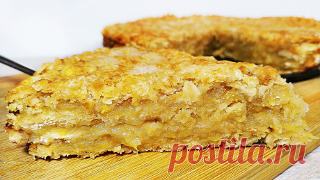 Пирог из овсяных хлопьев и яблок