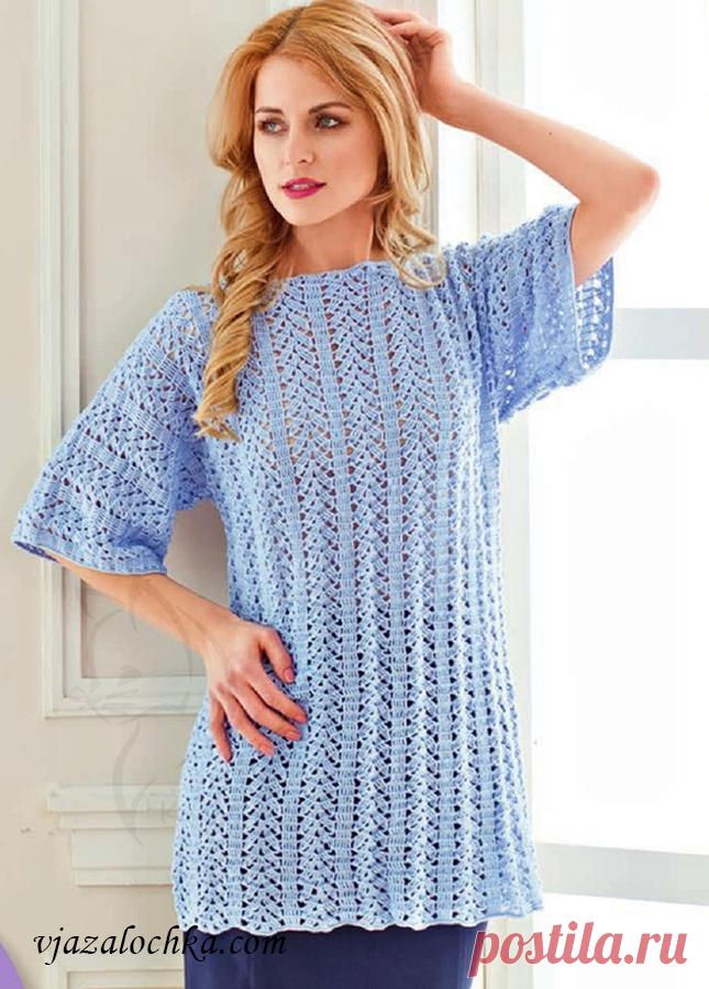 Ажурная туника Т-образной конструкции. Крючком. / vjazalochka.com