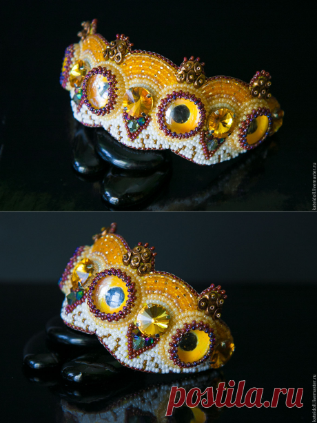 Купить Браслет &quot;Легенды ночных стражей&quot; - желтый, Медовый, золотой, коричневый, медный, совы, сова