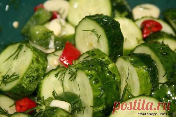 Маринованные огурчики за полчаса - очень вкусные!