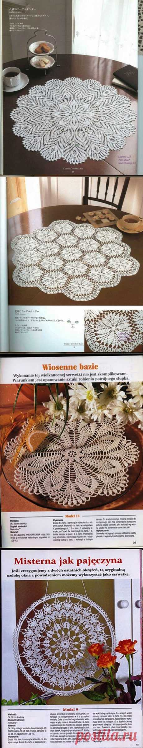 Салфетки крючком.Очень много