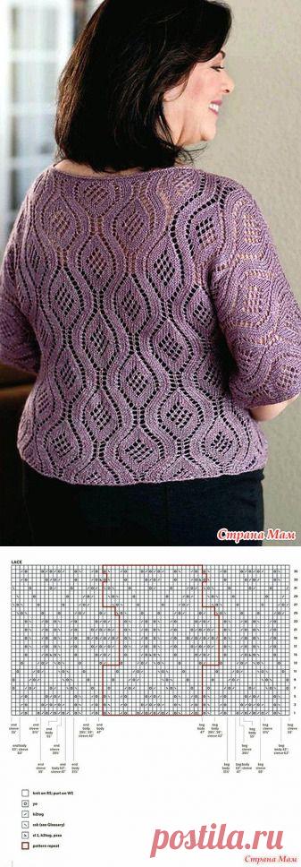 Очень элегантный пуловер с красивым узором. Спицы. - ВЯЗАНАЯ МОДА+ ДЛЯ НЕМОДЕЛЬНЫХ ДАМ - Страна Мам