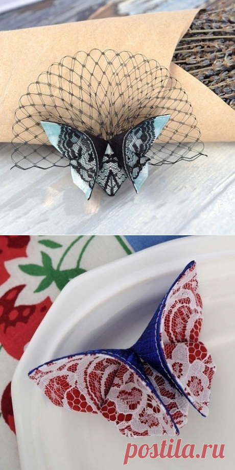 Бабочки из ткани в технике оригами