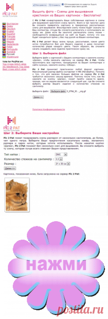 Схемы для вышивания крестиком из Ваших картинок - Бесплатно!