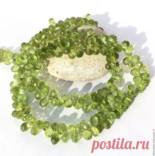 Купить Хризолит 4 размера бриолет капли микроогранка бусины камни - ярко-зелёный