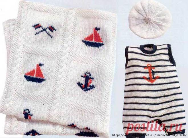 ПЕСОЧНИК И ПЛЕД В МОРСКОМ СТИЛЕ.