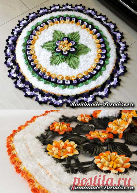 Вязание крючком ковриков с пряжей травка - Handmade-Paradise