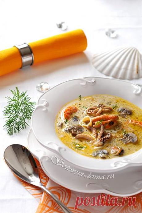 Рецепт: Сливочный суп с морепродуктами